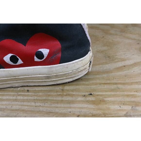 Comme De Garcons Play Converse Mens 11 Black High Tops Lace Up - Picture 9 of 16